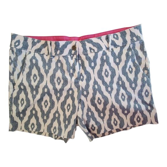 Isaac Mizrahi Tailored Short in Blue Ikat Print Women's size 14 - Picture 1 of 11